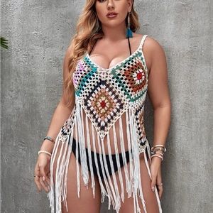 Shein knitted crop top bathing suit cover 4xl